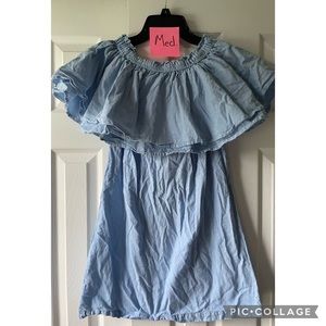 Off Shoulder Medium Blue Dress